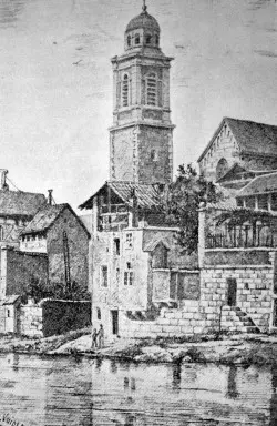 Saint-Pholien in einer Zeichnung von 1842 – Bildnachweis: Public Domain